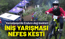 Kemalpaşa'da Enduro dağ bisikleti iniş yarışması nefes kesti