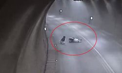 Tünelde motosiklet takla attı!