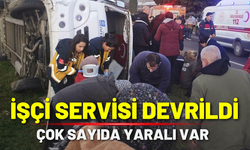 İşçi servis minibüsü devrildi; Çok sayıda yaralı var