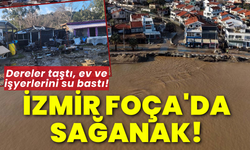 İzmir Foça'da sağanak; dereler taştı, ev ve işyerlerini su bastı!