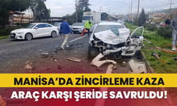 Manisa’da korkutan kaza: Araç karşı şeride savruldu!