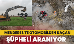 Menderes'te sel sularına kapılan otomobilden kaçan şüpheli aranıyor