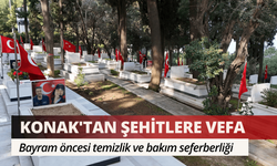 Konak'tan şehitlere vefa: Bayram öncesi temizlik ve bakım seferberliği