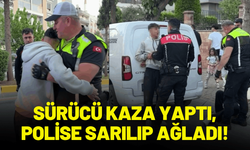 Motosiklet sürücüsü, kazadan sonra polise sarılıp ağladı