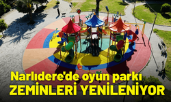 Narlıdere'de oyun parkı zeminleri yenileniyor