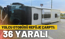 Yolcu otobüsü refüje çarptı: 36 yaralı