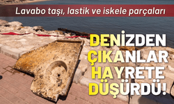 Denizden çıkanlar hayrete düşürdü: Lavabo taşı, lastik ve iskele parçaları