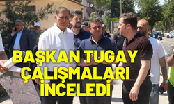 Başkan Tugay asfalt çalışmalarını yerinde inceledi