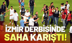 İzmir derbisinde maç sonu saha karıştı!