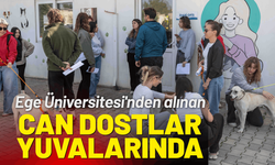 Ege Üniversitesi'nden alınan can dostlar, yeni sahipleriyle buluştu