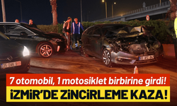İzmir Konak'ta zincirleme kaza: 7 otomobil, 1 motosiklet birbirine girdi!