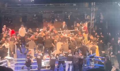 Trabzon'da boks maçında kavga kamerada