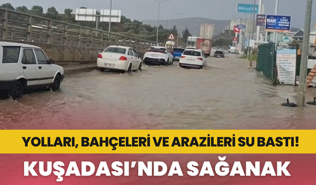 Kuşadası’nda sağanak; Bahçeleri ve tarım arazilerini su bastı!