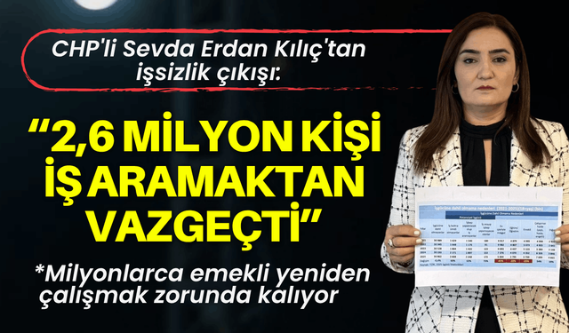 CHP'li Sevda Erdan Kılıç'tan işsizlik çıkışı: 2,6 milyon kişi iş aramaktan vazgeçti