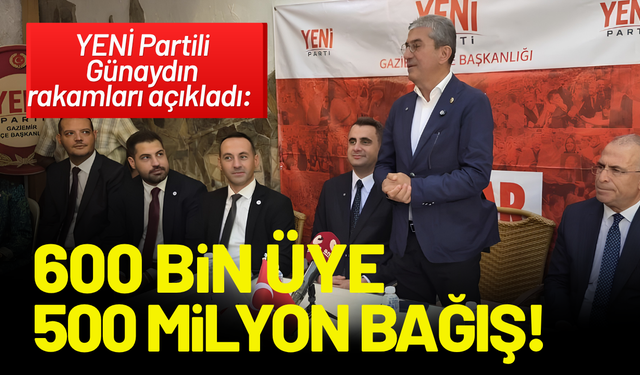 YENİ Partili Günaydın rakamları açıkladı: 600 bin üye, 500 milyon bağış!