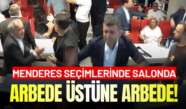 Menderes seçimlerinde, salonda arbede üstüne arbede!