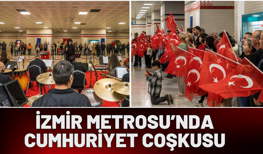 İzmir Metrosu’nu Cumhuriyet coşkusu sardı