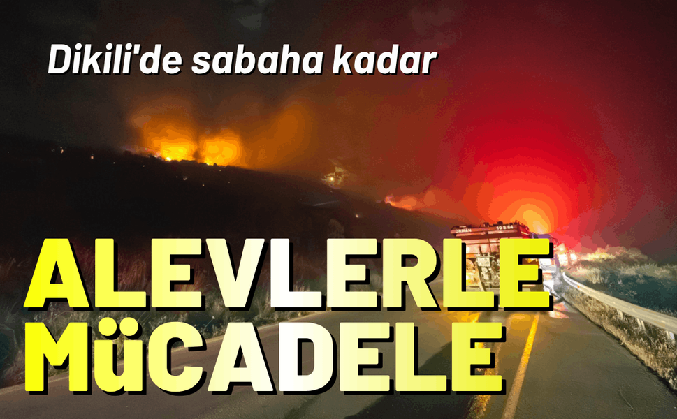 Dikili'de sabaha kadar alevlerle mücadele