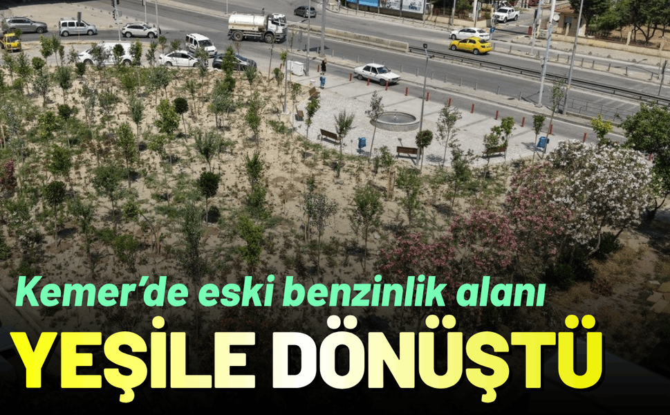 Eski benzinlik alanı yeşile dönüştü