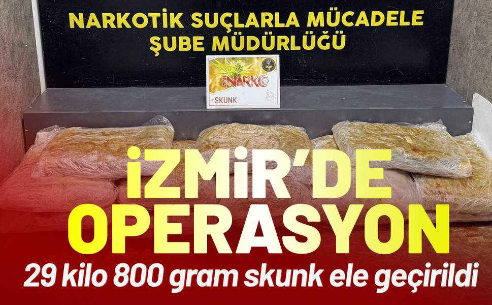 İzmir'de 29 kilo 800 gram skunk ele geçirildi